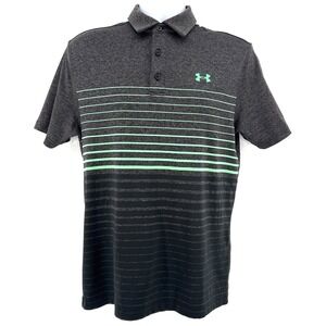 Under Armour Playoff Polo S Gray Green Stripe Golf Performance
